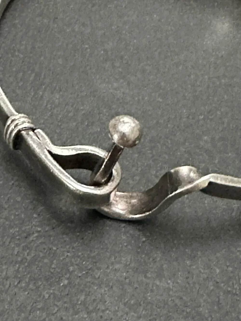 Vintage Sterling Silver Bangle Bracelet Wire Wrapped Horse Shoe Hoop Closure